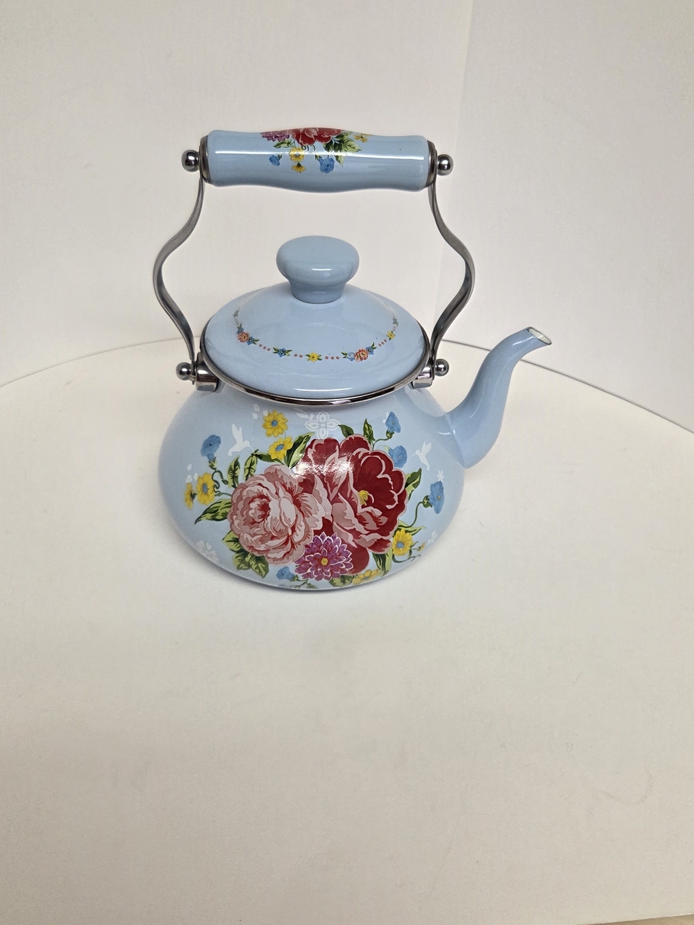The Pioneer Woman Sweet Rose Blue Floral 2 Qt Tea Kettle #0441